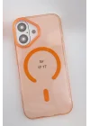 Mey İthalat®   iPhone 17 PC Blank Magsafe Kapak - Turuncu