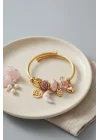Mey İthalat® Ay ve Kalp Pembe Charmlı Kadın Bileklik