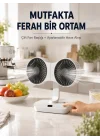 Mey İthalat® Ayarlanabilir Çift Fan Başlıklı Şarjlı Masa Vantilatörü