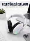Mey İthalat® Beyaz Bluetooth 5.0 Mikrofonlu Kablosuz Kulak Üstü Kulaklık RGB Işıklı Type-C Şarjlı