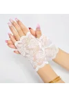Mey İthalat® Beyaz Dantel Parmaksız Kısa Eldiven