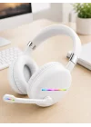 Mey İthalat® Beyaz Kablosuz Bluetooth Kulaklık Mikrofonlu Ergonomik Kulak Üstü Tasarım