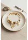 Mey İthalat® Beyaz Kelebek Model Gold Renk Charmlı Bileklik