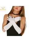 Mey İthalat® Beyaz Renk Dirseğe Kadar Uzun Kumaş Eldiven 40 cm