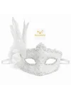 Mey İthalat® Beyaz Tüylü Venedik Lüks Balo Maskesi