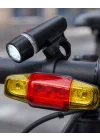 Mey İthalat® Bisiklet Emniyet Işığı Seti Güçlü LED Ön Far Arka Stop Lambası