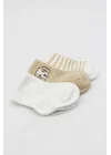 Mey İthalat® Bistyle Dog Boy 3lü Penye Soket Çorap 10134 Ekru