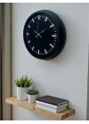 Mey İthalat® Black Baseline 40 Cm Metal Duvar Saati