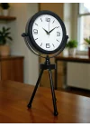 Mey İthalat® Black Elegant Metal Üç Ayaklı Masa Saati