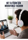 Mey İthalat® Bluetooth 5.0 Beyaz Kulak Üstü Kablosuz Kulaklık Mikrofonlu RGB Aydınlatmalı