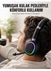 Mey İthalat® Bluetooth 5.0 RGB Işıklı Mikrofonlu Kablosuz Kulak Üstü Kulaklık