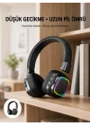 Mey İthalat® Bluetooth 5.3 Rainbow Işıklı Kulak Üstü Kablosuz Kulaklık Yeni Nesil