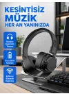 Mey İthalat® Bluetooth Kablosuz Kulak Üstü Kulaklık Katlanabilir Konforlu ve Şık Tasarımlı