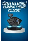 Mey İthalat® Bluetooth Kulaklık  Kulaklığı RGB Işıklı Oyunlarda Düşük Gecikme