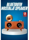 Mey İthalat® Bluetooth Nostalji Speaker Radyo Gramofon Ahşap Renk Vintage