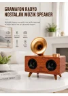 Mey İthalat® Bluetooth Nostalji Speaker Radyo Gramofon Ahşap Renk Vintage Yeni Nesil