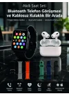 Mey İthalat® Bluetooth Telefon Görüşmeli Akıllı Saat Seti Kablosuz Bluetooth Kulaklık 7 Değiştirilebilir Kordon