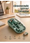 Mey İthalat® Bluetooth ve 2.4G USB Destekli Pilli Kablosuz Şeffaf Mouse Yeni Nesil