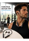 Mey İthalat® Boyun Tipi Kablosuz Bluetooth Kulaklık Uzun Pil Ömrü Mikrofonlu