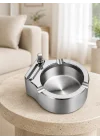 Mey İthalat® Çakmaklı Küllük Paslanmaz Metal Yuvarlak Tasarım