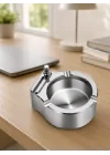 Mey İthalat® Çakmaklı Küllük Paslanmaz Metal Yuvarlak Tasarım