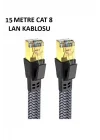 Mey İthalat® Cat 8 LAN Kablosu –Ethernet Kablosu Örgü Kaplama, Yüksek Hızlı  (15 METRE)