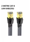 Mey İthalat® Cat 8 LAN Kablosu –Ethernet Kablosu Örgü Kaplama, Yüksek Hızlı (2 METRE)