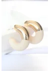 Mey İthalat® CCB Krem Gold Çift Renk Küpe
