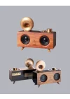 Mey İthalat® Çift Hoparlörlü Retro Bluetooth Speaker 1800mAh Bataryalı AUX USB SD Kartlı
