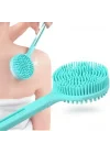 Mey İthalat® Çift Taraflı Silikon Uzun Saplı  Banyo Fırçası CM-331