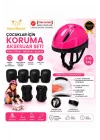 Mey İthalat® Çocuk Kaskı Ve Dizlik, Dirseklik Eldiven Set Pembe/siyah