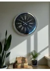 Mey İthalat® Dark Elegance 40 Cm Metal Krom Duvar Saati