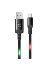 Mey İthalat®  DC09 Ses Duyarlı Işıklı Micro USB Kablo 1M 2A - Siyah