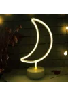 Mey İthalat®  Dekoratif Pilli Ay Tasarımlı 3D Neon Led Masa Ve Gece ası