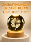 Mey İthalat® Dekoratif Yonca Görünümlü Işıklı Kristal Cam Küre USB Masa Gece Lambası