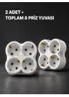Mey İthalat® Duvar Tipi 4 Çıkışlı Priz Çoğaltıcı Kablosuz Kompakt Tasarım 2 Adet