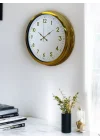 Mey İthalat® Elegant Gold Frame 40 Cm Metal Duvar Saati