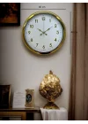 Mey İthalat® Elegant Gold Frame 40 Cm Metal Duvar Saati