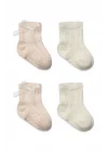 Mey İthalat® Fiyonklu Penye Soket Çorap 2li 10149 Somon