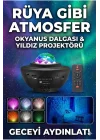 Mey İthalat® Galaksi Yıldız Projektörü ve Bluetooth Hoparlör 10 Renk Modlu Okyanus Dalgalı Gece & Disko ası