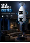 Mey İthalat® Gece Görüşlü Çift Lens Wi-Fi Ampul Kamera Mobil Takip Destekli