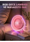 Mey İthalat® Gece Lambalı Renk Değiştiren Masaüstü Fan