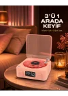 Mey İthalat® Gece Lambası Stereo Bluetooth Hoparlör Dijital Saat Su Dalgası Efektli 3-ü-1 Cihaz