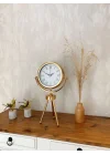 Mey İthalat® Gold Metal Mini Tripod Retro Masa Saati 45×26 cm