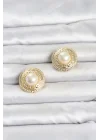 Mey İthalat® Gold Renk İncili Model Düğme veya Manşet Broşu