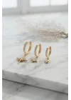 Mey İthalat® Gold Renk Kutup Yıldız Model 3 lü Küpe Seti