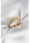 Mey İthalat® Gold Renk Minimal Zirkon Taşlı Kadın Yüzük