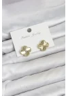 Mey İthalat® Gold Renk Pirinç Yonca Model Kadın Küpe