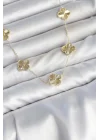 Mey İthalat® Gold Renk Yonca Model VIP Seri Kadın Kolye