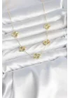 Mey İthalat® Gold Renk Yonca Model VIP Seri Kadın Kolye
